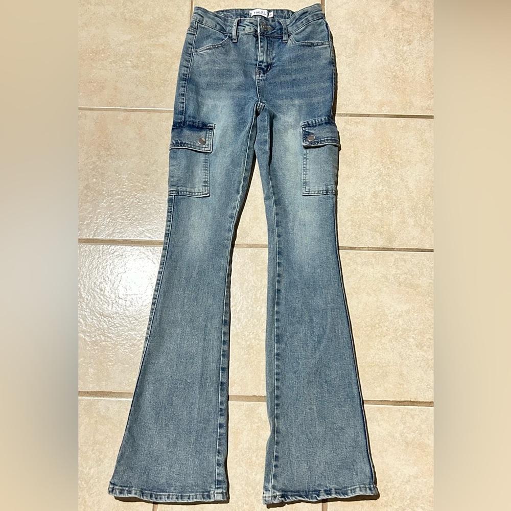 Rue21 Blue Flare Jeans with Utility Pockets